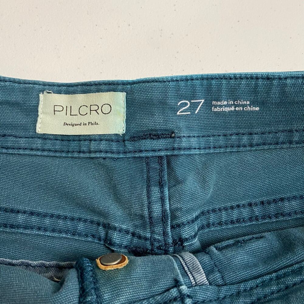 Anthropologie Pilcro Women's Teal Raw Hem Button Fly Ankle Utility Jeans Size 27 - Picture 7 of 11